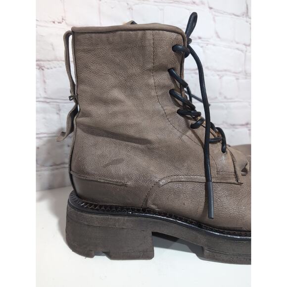A.S. 98 Boots Lukie Brown Leather Shearling Lined Combat Ankle Boots Sz 40 AS 98 - Picture 3 of 16